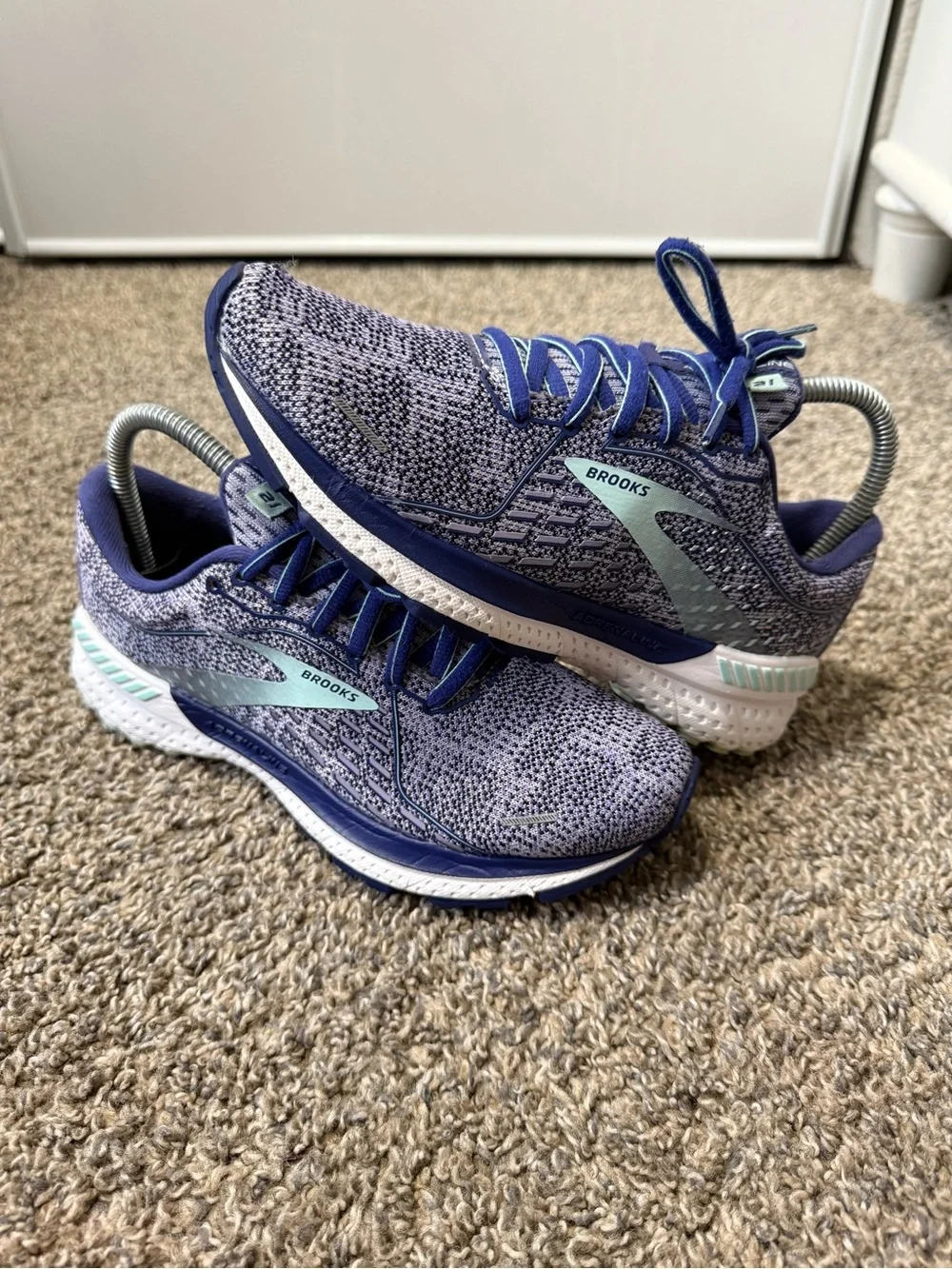Brooks Women's Blue and Teal Knit Running Shoes - Picture 2 of 7